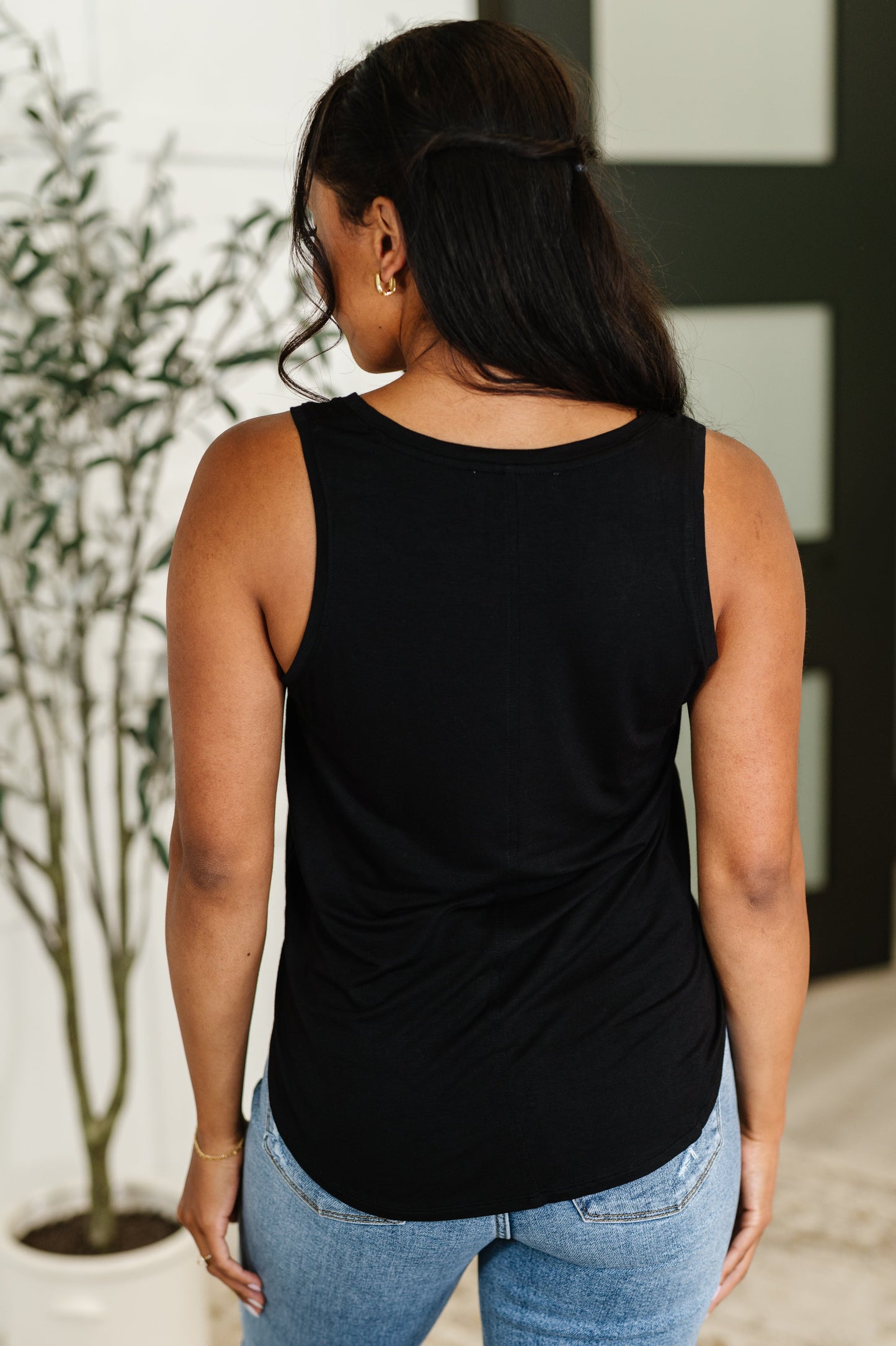 Simpler Times Basic V-Neck Tank in Black