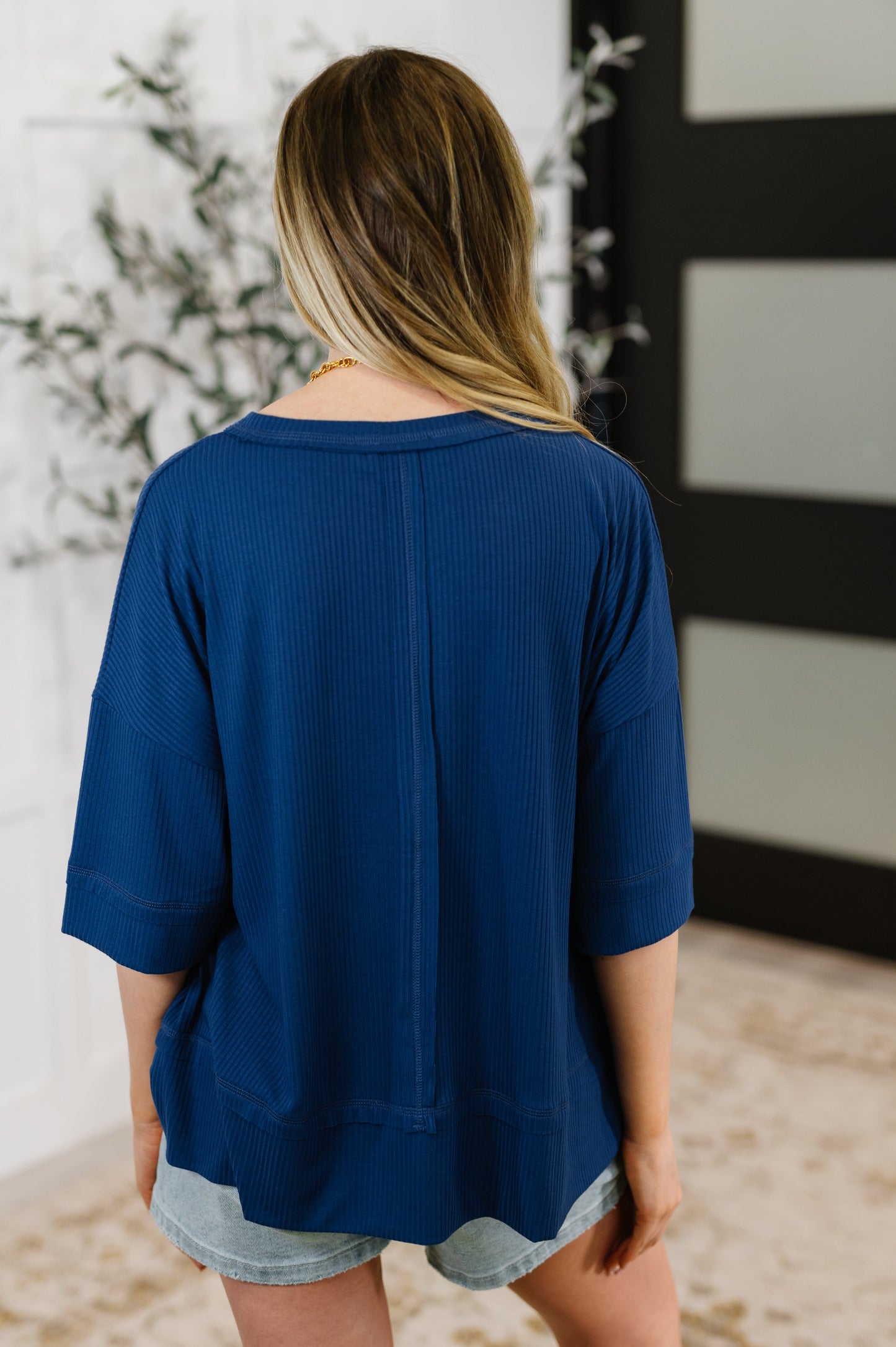 Stay On Top Relaxed Tee in Light Navy