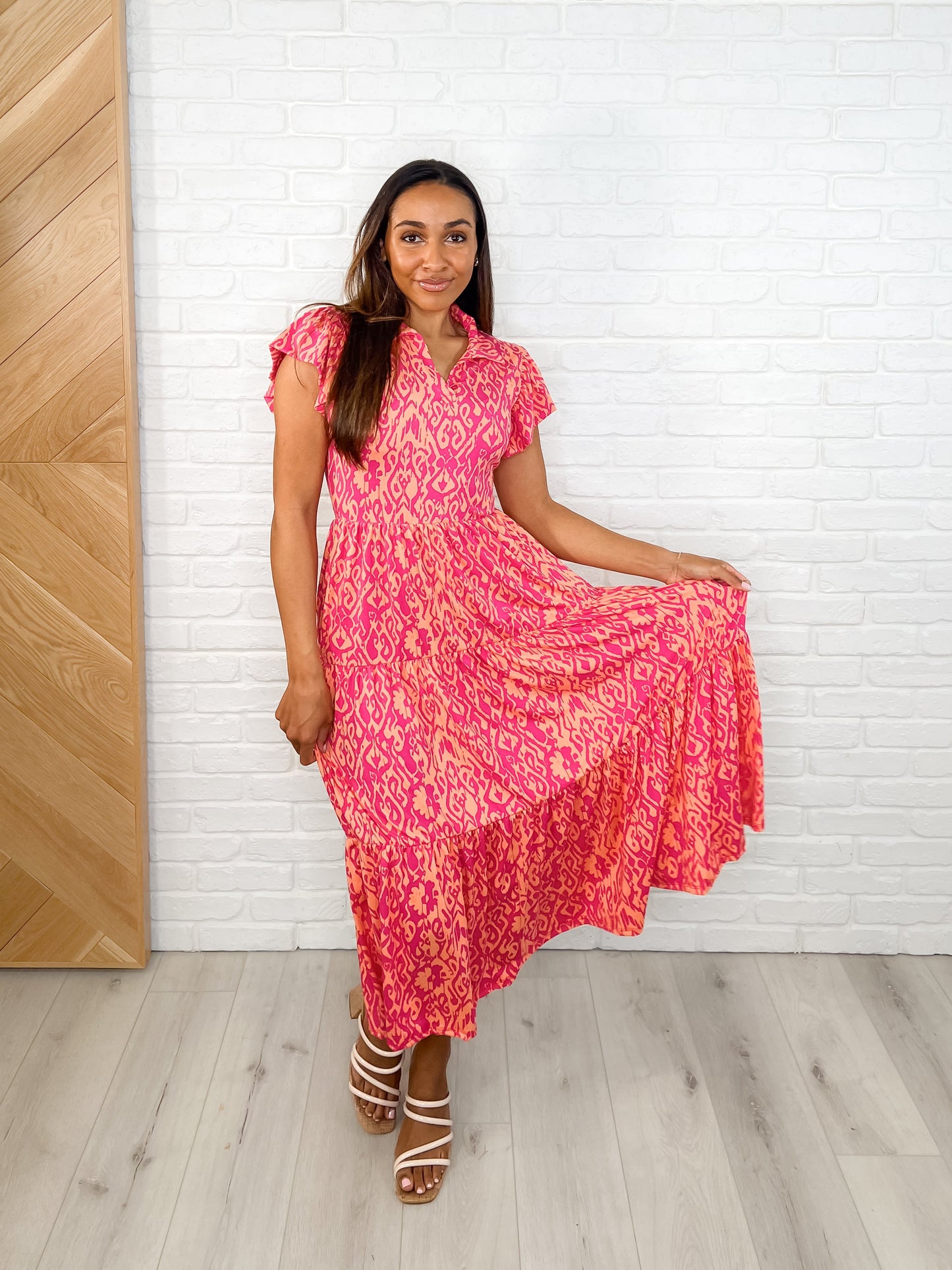 The Way You Move Flutter Sleeve Dress in Fuchsia