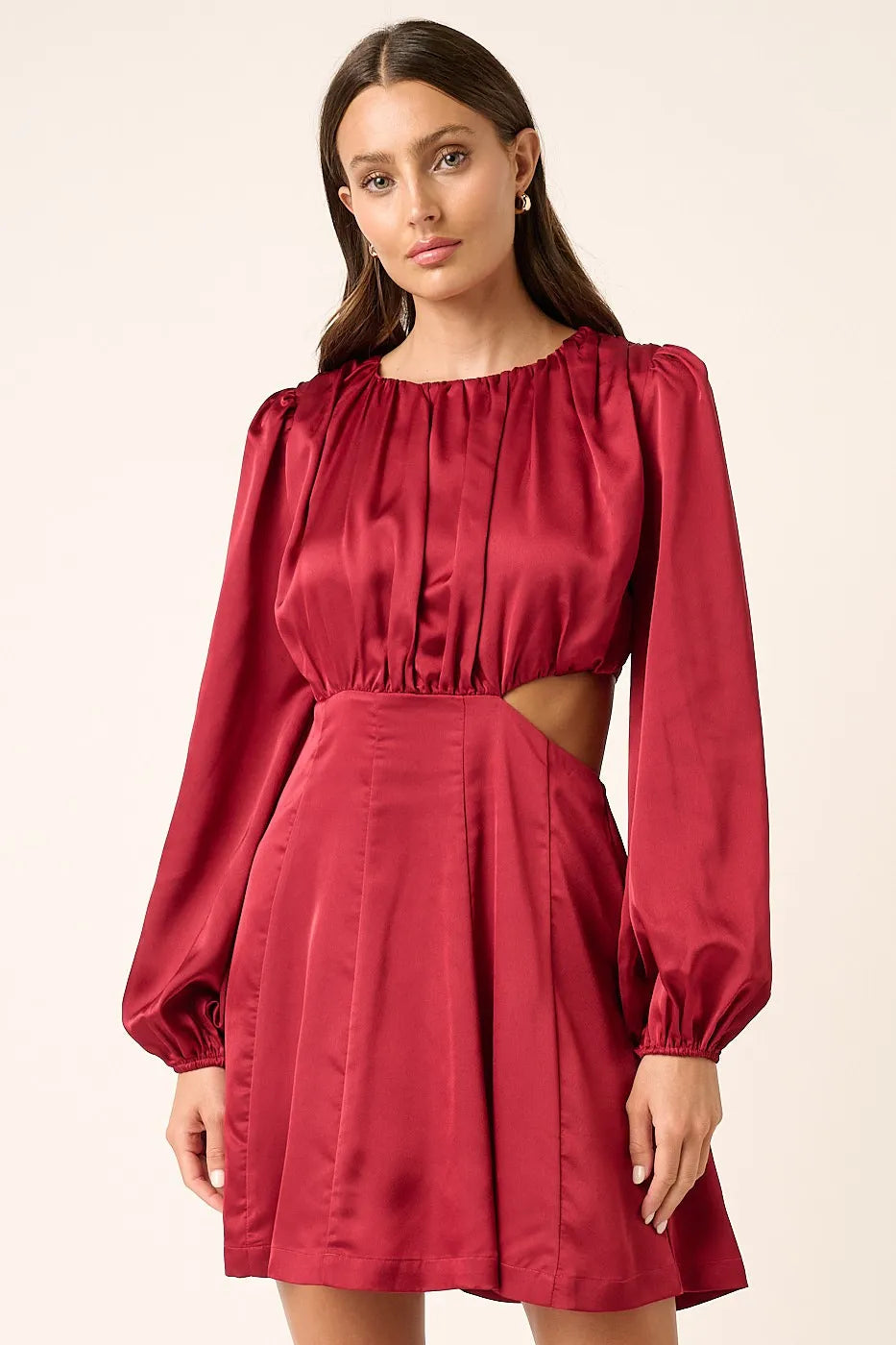 Mittoshop Satin Side Cutout Detail Mini Dress  Sparkled Leopard Boutique