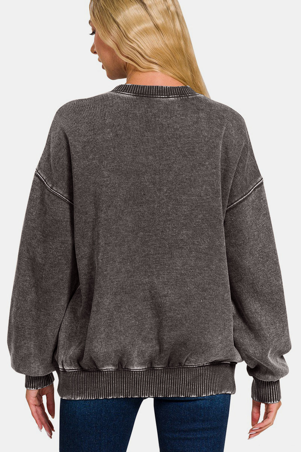 Plus Acid Wash Fleece Sweatshirts main image 1
