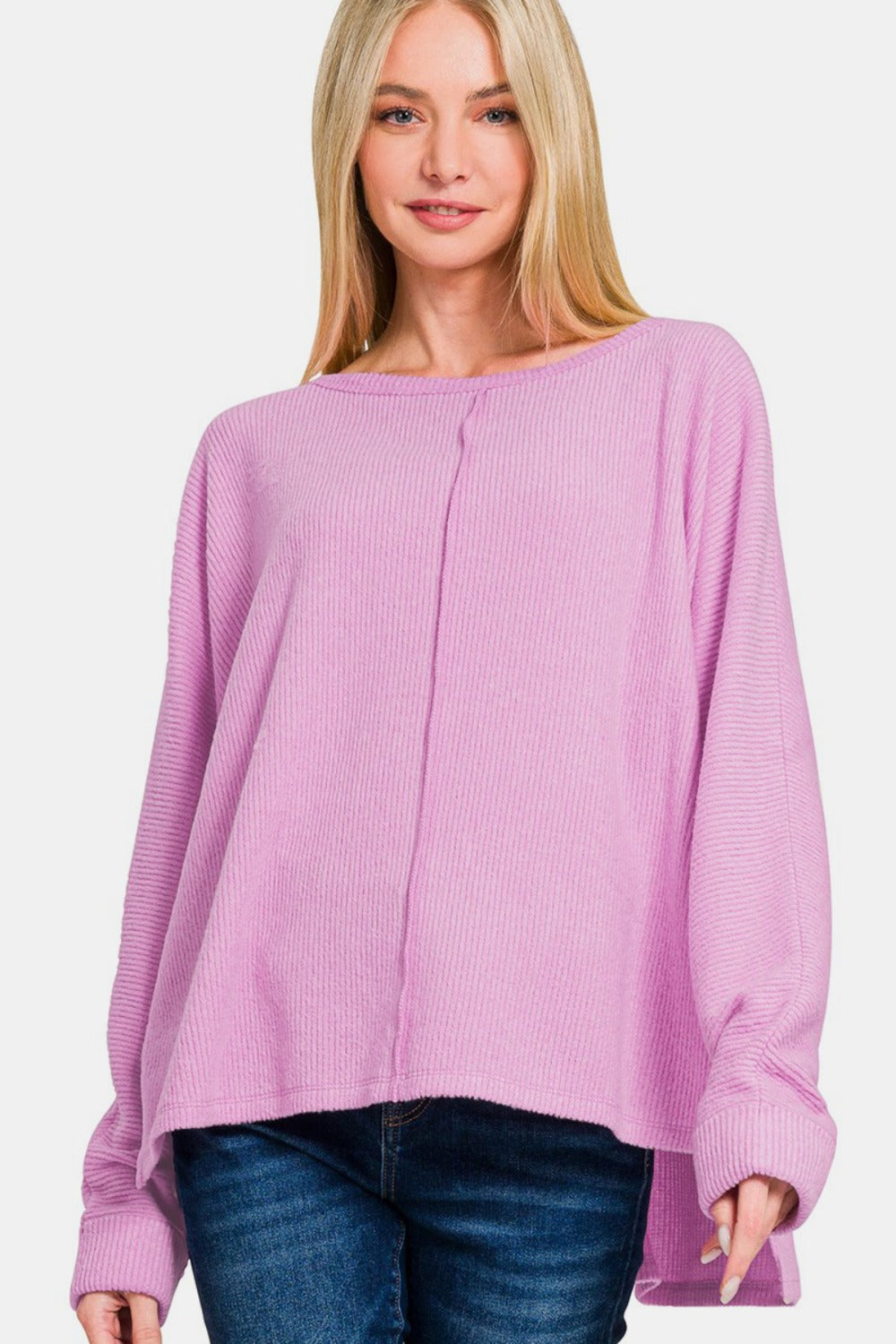 T-Shirt with Slant Zipper Slit main image 1