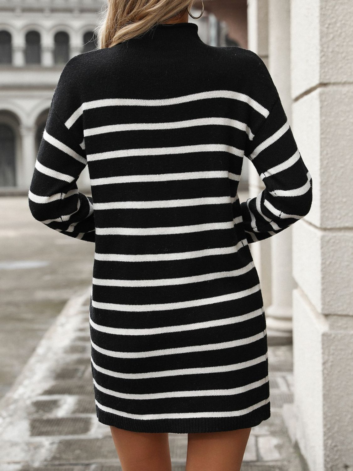 chinese dress ladies Wholesale MOQ6 Striped Patchwork Long Sleeve Mini Dress main image 1