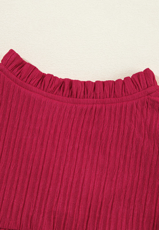 Frill Notched Long Sleeve Dress