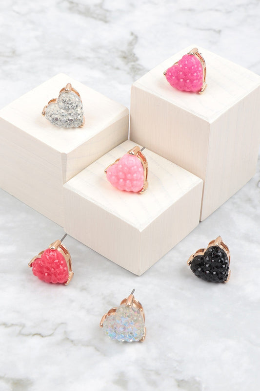 Heart Cushion Stud Earrings